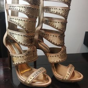 BCBG Snake Gladiator Heels